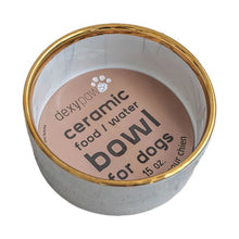 Load image into Gallery viewer, Dexypaws Bol en céramique pour chien 15 oz - Marbré gris avec accent doré