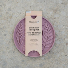 Load image into Gallery viewer, Dexypaws Tapis de léchage stimulant - Forme de cercle et motifs de feuillage - Rose poudré