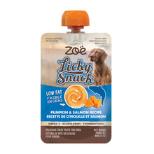 Load image into Gallery viewer, Gâterie à lécher Licky Snack Zoë - Citrouille et saumon - Sachet de 85 gr (3 oz)