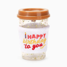 Load image into Gallery viewer, Hugsmart "Yappy Birthday" Jouet en caoutchouc & tissu craquant pour chien - Café d'anniversaire - Brun