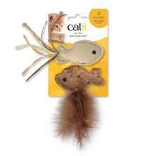 Load image into Gallery viewer, Jouet Catit pour chats - Poissons avec raphia et plumes - Paquet de 2