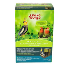 Load image into Gallery viewer, Baignoire avec couvercle transparent Living World pour perruches calopsittes, base brune et dessus topaze