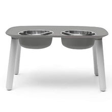 Load image into Gallery viewer, Messy Mutts Bol double surélevé avec pattes ajustables, Gris foncé