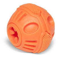 Load image into Gallery viewer, Messy Mutts "Totally Pooched, Stuff 'n Brush" Jouet balle en caoutchouc pour chien, Orange