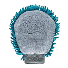 Load image into Gallery viewer, Messy Mutts Gant de toilettage en microfibre chenille, Bleu