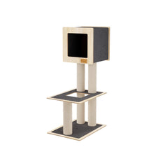 Load image into Gallery viewer, Noba Arbre à chat Hut Deluxe avec corde Fique de haute qualité - Gris