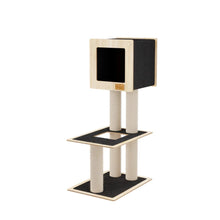 Load image into Gallery viewer, Noba Arbre à chat Hut Deluxe avec corde Fique de haute qualité - Noir