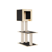 Load image into Gallery viewer, Noba Arbre à chat Hut Deluxe avec corde Fique de haute qualité - Noir