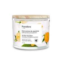 Load image into Gallery viewer, Purodora Lab Bougie de soya - Neutralisant d'odeurs d'animaux - Clémentine et Jasmin 13 oz