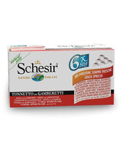 Load image into Gallery viewer, Conserve pour chat Schesir - Thon et crevette paquet de 6 - Boutique Le Jardin Des Animaux -conserve pour chatBoutique Le Jardin Des Animauxc-53014