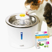 Load image into Gallery viewer, (KIT) Abreuvoir avec fleur et dessus en acier inoxydable Catit et filtre - Boutique Le Jardin Des Animaux -AbreuvoirBoutique Le Jardin Des Animaux43725 + 43746