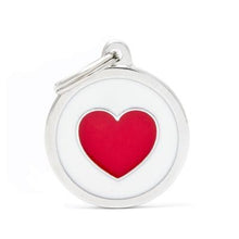 Load image into Gallery viewer, Médaille collection Charms, CERCLE BLANC COEUR ROUGE, GRAND - Boutique Le Jardin Des Animaux -médailleBoutique Le Jardin Des AnimauxYM04