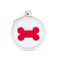 Load image into Gallery viewer, Médaille collection Charms, CERCLE BLANC OS ROUGE, GRAND - Boutique Le Jardin Des Animaux -médailleBoutique Le Jardin Des AnimauxYM02
