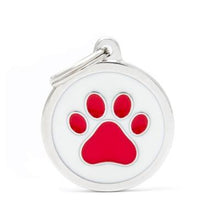 Load image into Gallery viewer, Médaille collection Charms, CERCLE BLANC PATTE ROUGE, GRAND - Boutique Le Jardin Des Animaux -médailleBoutique Le Jardin Des AnimauxYM06