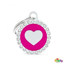 Load image into Gallery viewer, Médaille collection GLAM, "CERCLE COEUR FUSHIA STRASS" PETIT - Boutique Le Jardin Des Animaux -médailleBoutique Le Jardin Des AnimauxBH26GM03