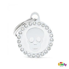 Load image into Gallery viewer, Médaille collection GLAM, "CERCLE CRÂNE BLANC STRASS" PETIT - Boutique Le Jardin Des Animaux -médailleBoutique Le Jardin Des AnimauxBH27GM06