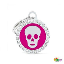 Load image into Gallery viewer, Médaille collection GLAM, "CERCLE CRÂNE FUSHIA STRASS" PETIT - Boutique Le Jardin Des Animaux -médailleBoutique Le Jardin Des AnimauxBH26GM06