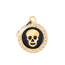 Load image into Gallery viewer, Médaille collection GLAM, "CERCLE DORÉE CRÂNE STRASS" PETIT - Boutique Le Jardin Des Animaux -médailleBoutique Le Jardin Des AnimauxBH30GM06G