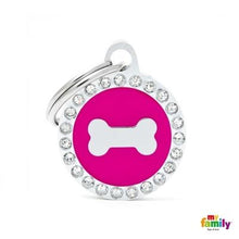 Load image into Gallery viewer, Médaille collection GLAM, "CERCLE FUSHIA STRASS" PETIT - Boutique Le Jardin Des Animaux -médailleBoutique Le Jardin Des AnimauxBH26GM01