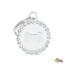 Load image into Gallery viewer, Médaille collection GLAM, "CERCLE OS BLANC STRASS" PETIT - Boutique Le Jardin Des Animaux -médailleBoutique Le Jardin Des AnimauxBH27GM01