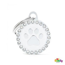 Load image into Gallery viewer, Médaille collection GLAM, "CERCLE PATTE BLANC STRASS" PETIT - Boutique Le Jardin Des Animaux -médailleBoutique Le Jardin Des AnimauxBH27GM02