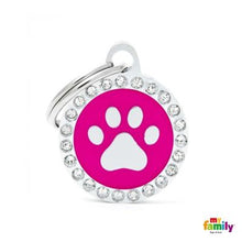 Load image into Gallery viewer, Médaille collection GLAM, "CERCLE PATTE FUSHIA STRASS" PETIT - Boutique Le Jardin Des Animaux -médailleBoutique Le Jardin Des AnimauxBH26GM02