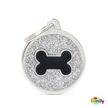 Load image into Gallery viewer, Médaille collection SHINE, CIRCLE GLITTER GRIS OS NOIR, GRAND - Boutique Le Jardin Des Animaux -médailleBoutique Le Jardin Des AnimauxGL05GREY