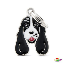 Load image into Gallery viewer, Médaille pour chien collection Friends, ÉPAGNEUIL COCKER, Couleurs variées - Boutique Le Jardin Des Animaux -médailleBoutique Le Jardin Des AnimauxMF12WHITEBLACK