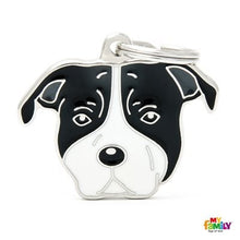 Load image into Gallery viewer, Médaille pour chien collection Friends, STAFFORDSHIRE TERRIER, Couleurs variées - Boutique Le Jardin Des Animaux -médailleBoutique Le Jardin Des AnimauxMF80WHITEBLACK