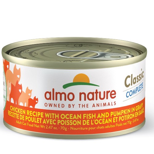 Almo Classic Complete Chat - Poulet avec poisson de l'océan et potiron en sauce 70 gr