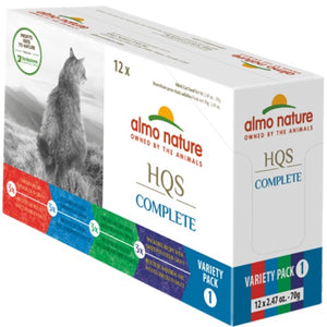 Almo Nature HQS Complete Chat - Caisse variée #1 - Maquereau / poulet / thon 12 x 70 gr