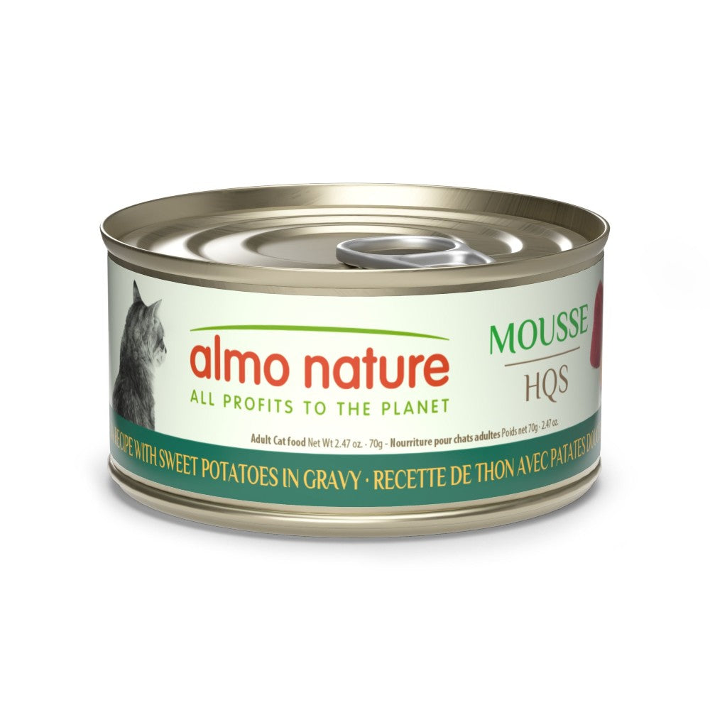 Almo Nature HQS Natural Chat - Mousse - Recette de thon avec patates douces en sauce - 70 gr