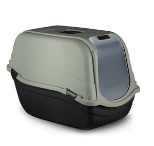 Bergamo Bac à Litière avec Dome Romeo Maxi Eco, Noir et vert olive