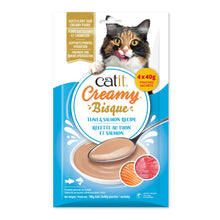 Load image into Gallery viewer, Bisque Catit Creamy au thon et saumon - Paquet de 4 x 40 gr
