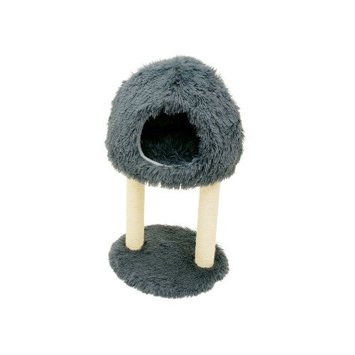 Bud'z Arbre à chat - Avec sisal et lit à capuchon, Gris foncé