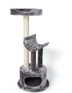 Bud'z Arbre à chat - Cachette & 2 perchoirs - Gris