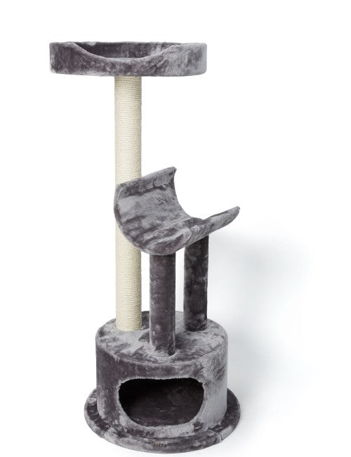 Bud'z Arbre à chat - Cachette & 2 perchoirs - Gris