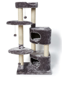 Bud'z Arbre à chat - Classique - Complet à 5 niveaux et cachette - Gris