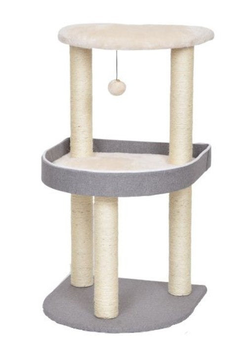 Bud'z Arbre à chat - Classique - Elbert à 2 étages - Gris et blanc