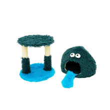 Load image into Gallery viewer, Bud&#39;z Arbre à chat - Petit monstre avec sisal et lit à capuchon, Bleu
