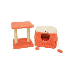Load image into Gallery viewer, Bud&#39;z Arbre à chat - Petit monstre avec sisal et lit à capuchon, Rose
