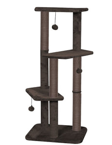 Bud'z Arbre à chat sisal - 3 niveaux avec balles suspendues - Brun Moka
