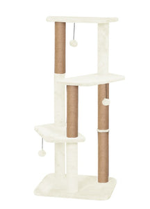 Bud'z Arbre à chat sisal - 3 niveaux avec balles suspendues - Crème