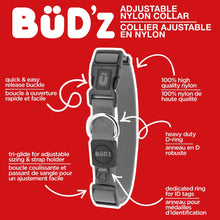 Load image into Gallery viewer, Bud'z Collier ajustable en nylon pour chien - Gris
