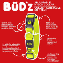 Load image into Gallery viewer, Bud'z Collier ajustable en nylon pour chien - Jaune néon

