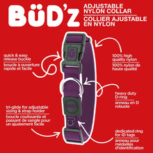 Load image into Gallery viewer, Bud'z Collier ajustable en nylon pour chien - Mauve
