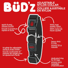 Load image into Gallery viewer, Bud'z Collier ajustable en nylon pour chien - Noir
