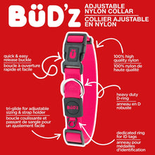 Load image into Gallery viewer, Bud'z Collier ajustable en nylon pour chien - Rose néon
