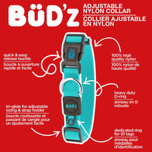 Load image into Gallery viewer, Bud'z Collier ajustable en nylon pour chien - Turquoise
