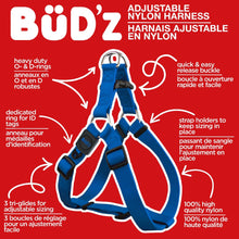 Load image into Gallery viewer, Bud'z Harnais ajustable en nylon pour chien - Bleu
